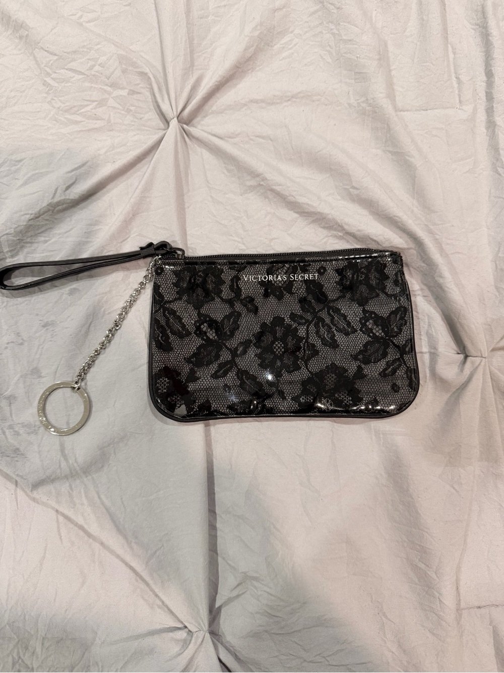 Victoria's Secret Black Lace-Overlay Wristlet Clutch